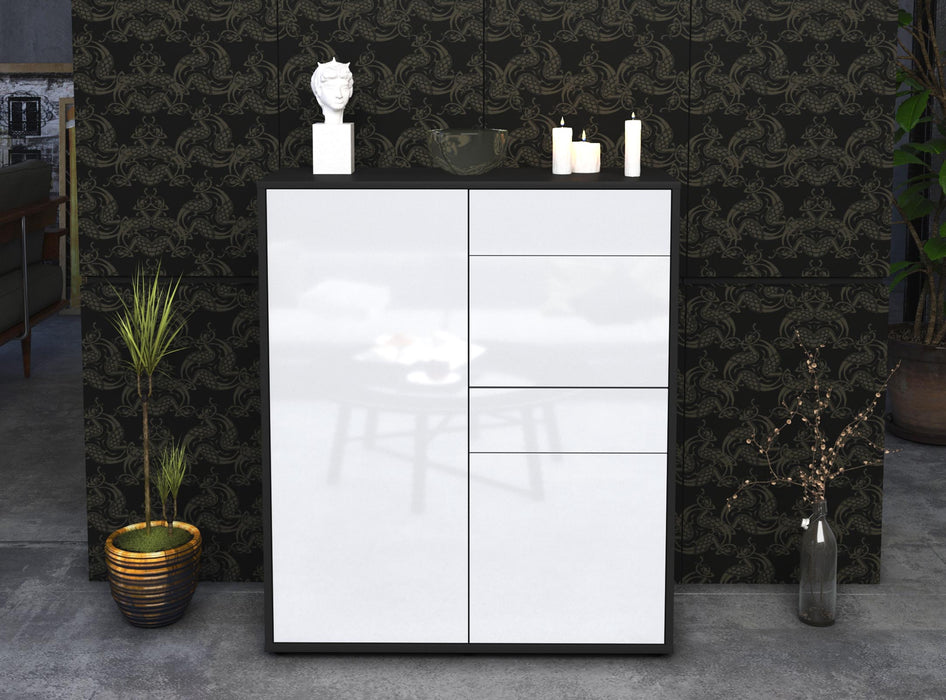 Highboard Laetitia, Weiß Front (92x108x35cm) - Dekati GmbH