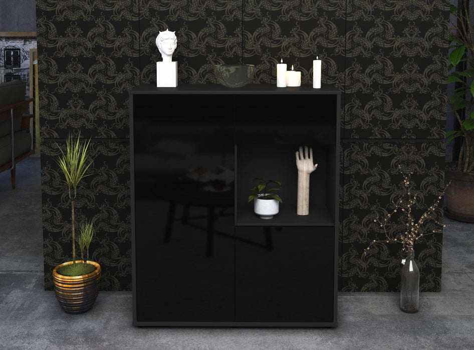 Highboard Larina, Schwarz Front (92x108x35cm) - Dekati GmbH