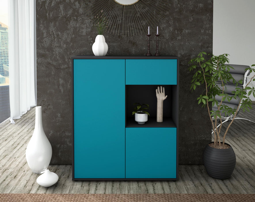 Highboard Larina, Türkis Front (92x108x35cm) - Dekati GmbH