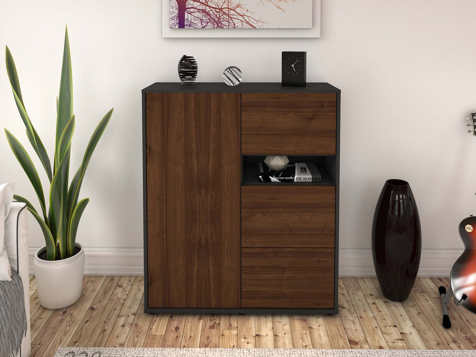 Highboard Leana, Walnuss Front (92x108x35cm) - Dekati GmbH