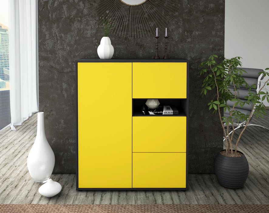 Highboard Leana, Gelb Front (92x108x35cm) - Dekati GmbH