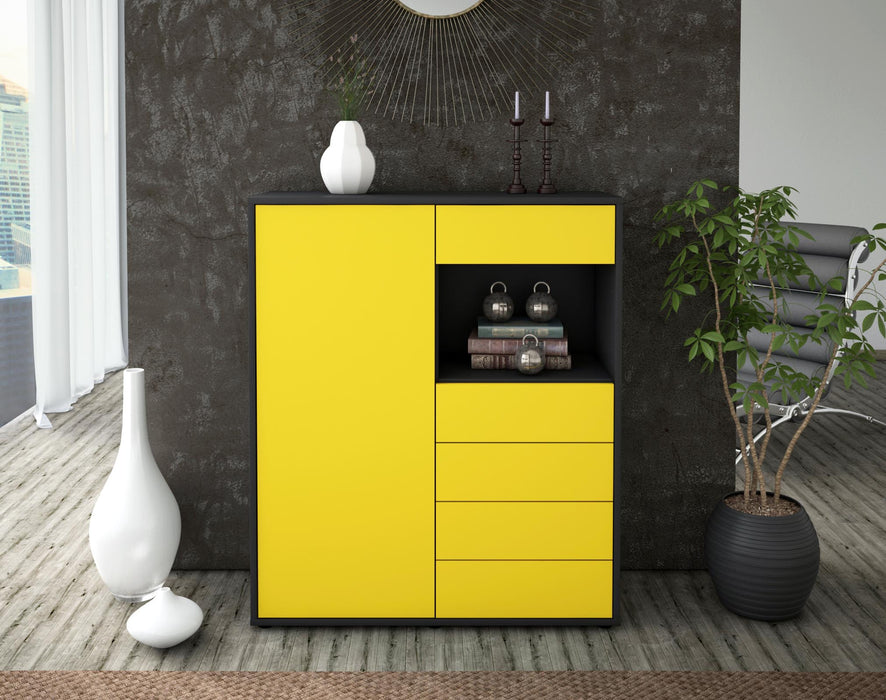 Highboard Loredana, Gelb Front (92x108x35cm) - Dekati GmbH