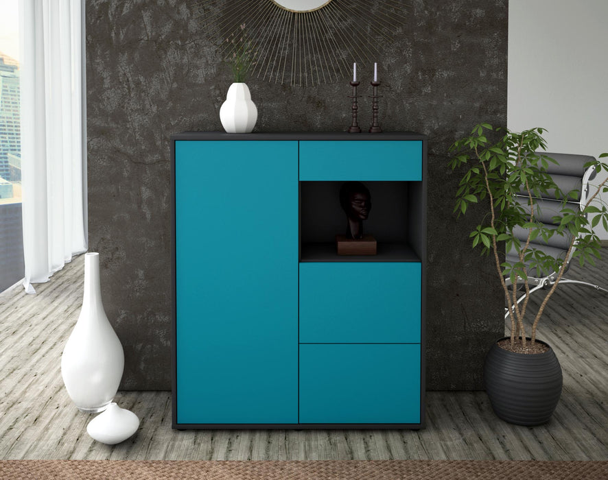 Highboard Lucia, Türkis Front (92x108x35cm) - Dekati GmbH