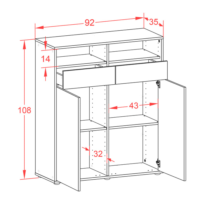 Highboard Ilaria, Rost Maße (92x108x35cm) - Dekati GmbH