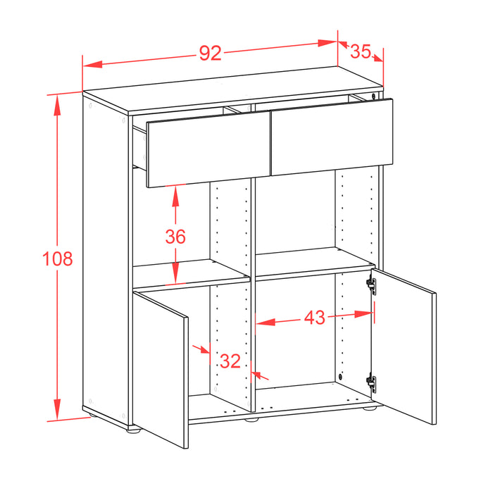 Highboard Imogen, Rost Maße (92x108x35cm) - Dekati GmbH