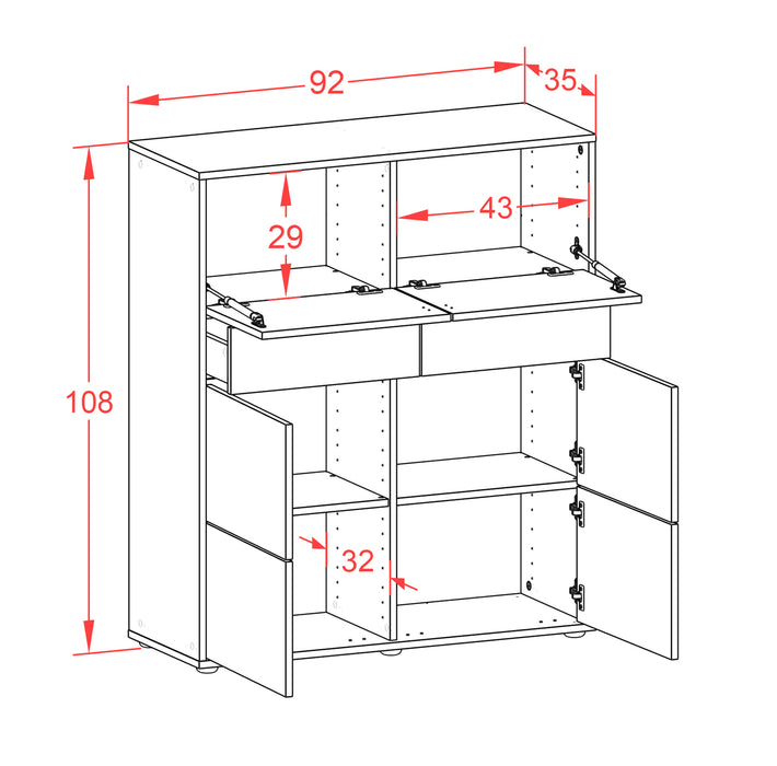 Highboard Jenna, Rost Maße (92x108x35cm) - Dekati GmbH