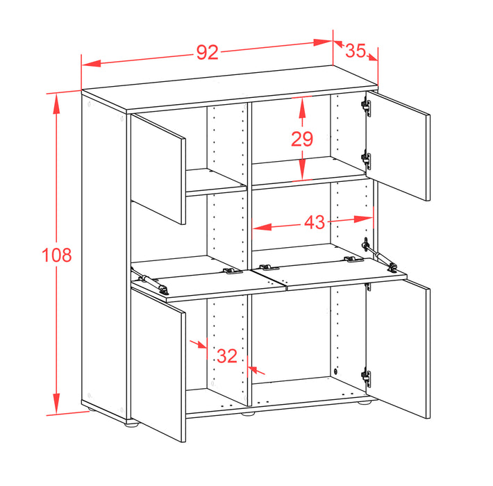 Highboard Julietta, Rost Maße (92x108x35cm) - Dekati GmbH