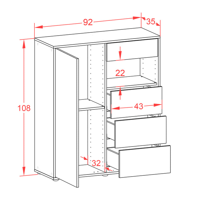 Highboard Lavinia, Rost Maße (92x108x35cm) - Dekati GmbH