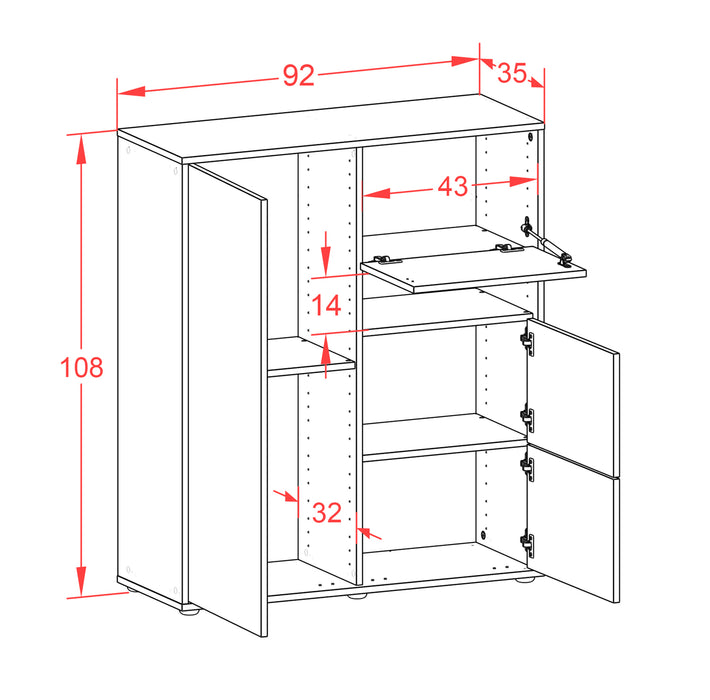 Highboard Leana, Rost Maße (92x108x35cm) - Dekati GmbH