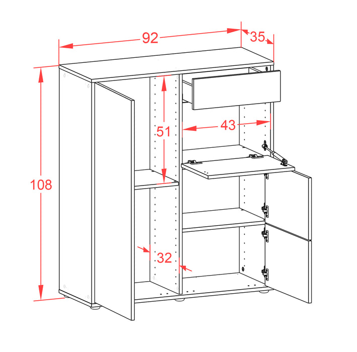 Highboard Lelia, Rost Maße (92x108x35cm) - Dekati GmbH