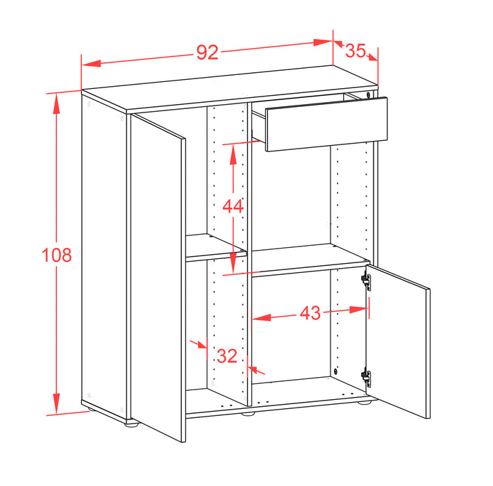 Highboard Lena, Rost Maße (92x108x35cm) - Dekati GmbH