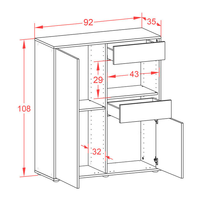 Highboard Leoni, Beton Maße (92x108x35cm) - Dekati GmbH