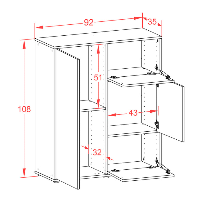 Highboard Lia, Rost Maße (92x108x35cm) - Dekati GmbH