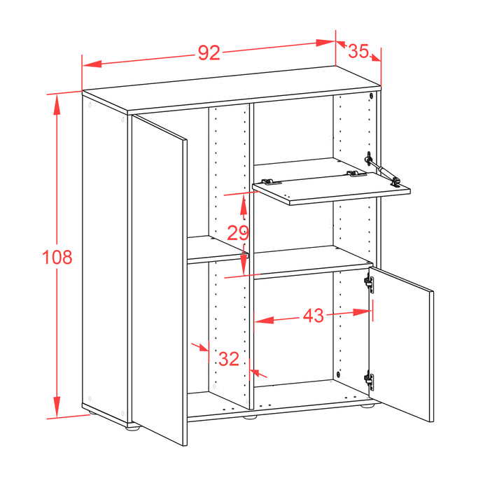 Highboard Liridona, Rost Maße (92x108x35cm) - Dekati GmbH