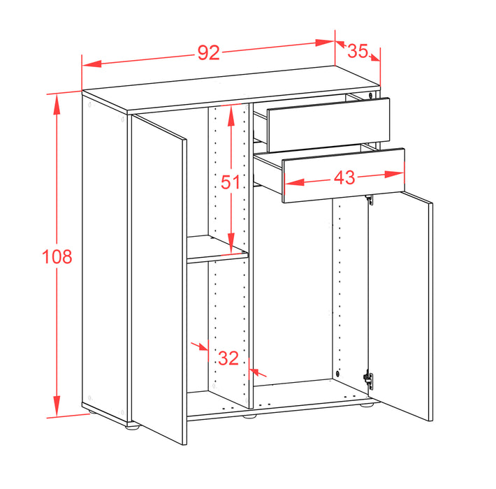 Highboard Lisann, Beton Maße (92x108x35cm) - Dekati GmbH