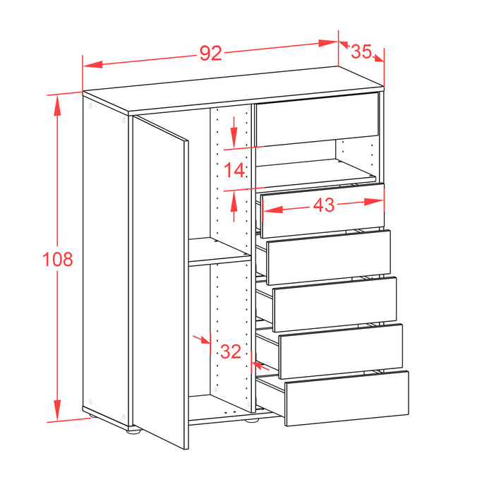 Highboard Lola, Rost Maße (92x108x35cm) - Dekati GmbH