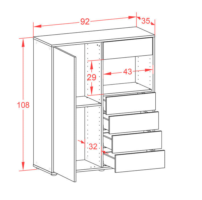 Highboard Loredana, Rost Maße (92x108x35cm) - Dekati GmbH