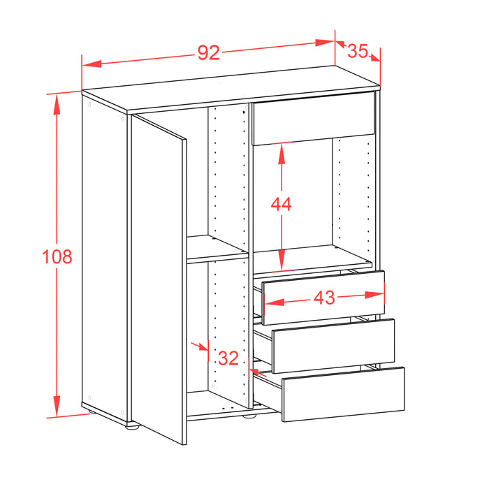 Highboard Lorella, Beton Maße (92x108x35cm) - Dekati GmbH