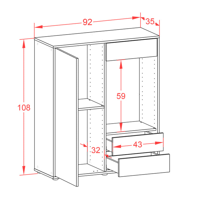 Highboard Lorena, Rost Maße (92x108x35cm) - Dekati GmbH