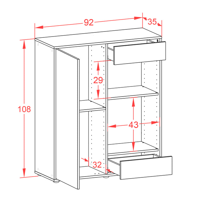 Highboard Louisa, Rost Maße (92x108x35cm) - Dekati GmbH