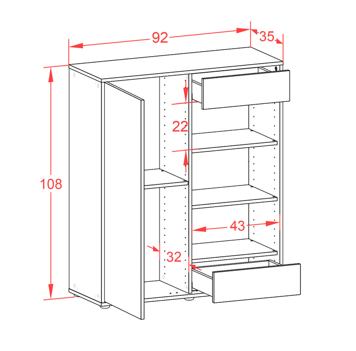 Highboard Luana, Beton Maße (92x108x35cm) - Dekati GmbH