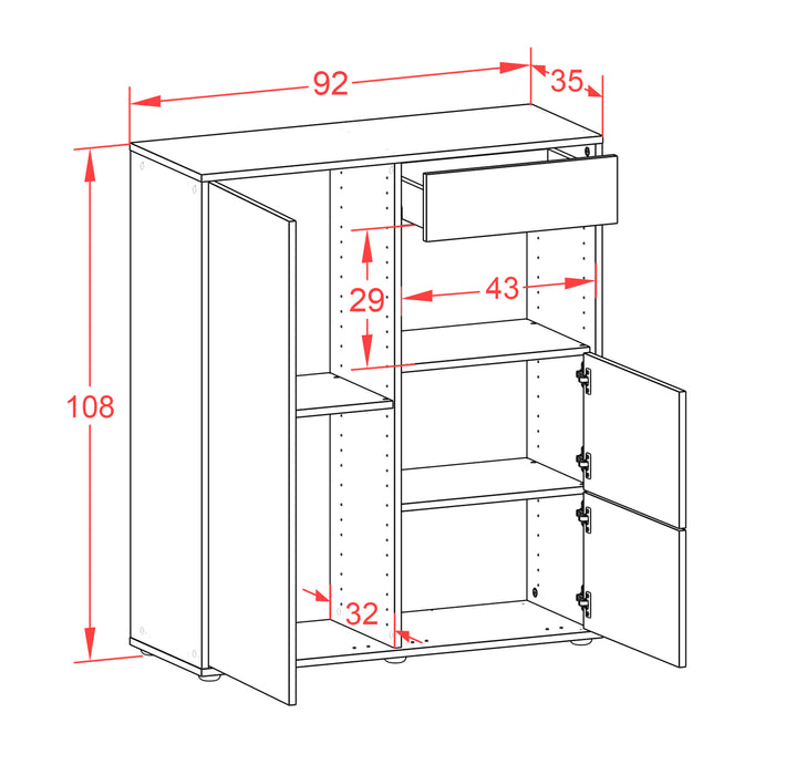 Highboard Lucia, Rost Maße (92x108x35cm) - Dekati GmbH