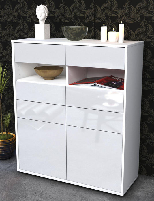 Highboard Jolina, Weiß Seite (92x108x35cm) - Dekati GmbH