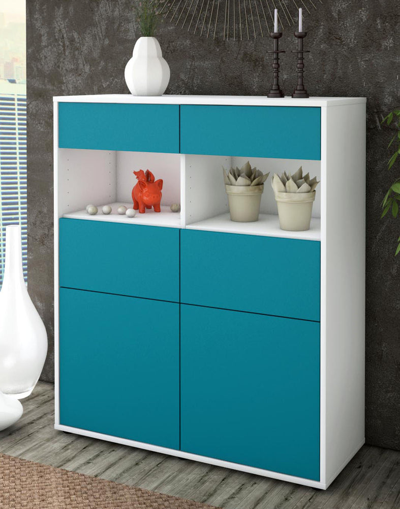 Highboard Karolin, Türkis Seite (92x108x35cm) - Dekati GmbH