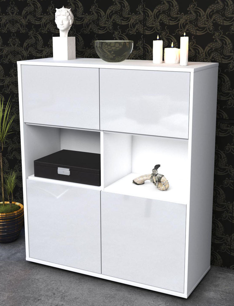 Highboard Katyna, Weiß Seite (92x108x35cm) - Dekati GmbH