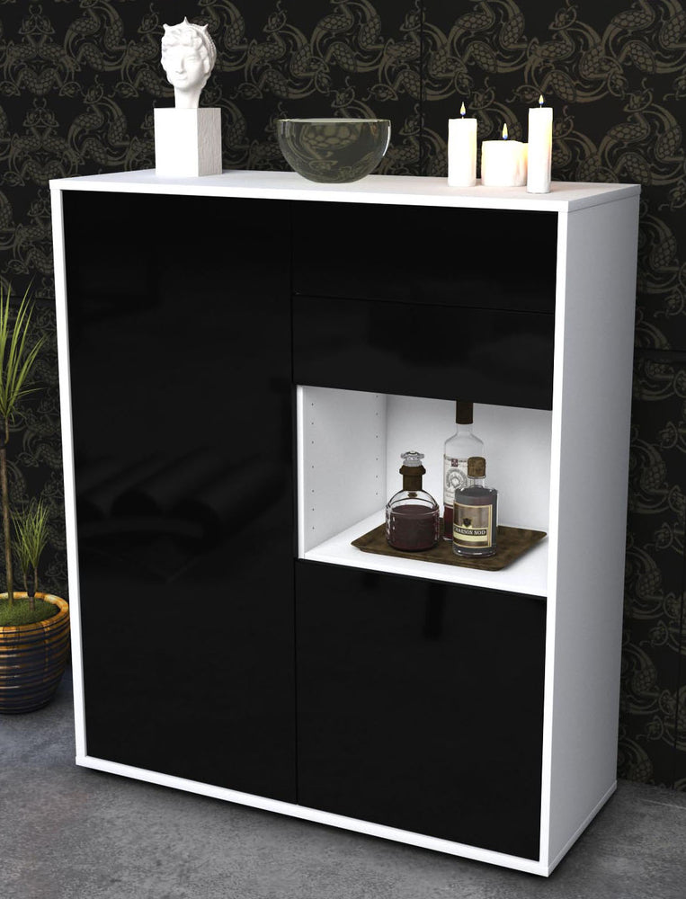 Highboard Leona, Schwarz Seite (92x108x35cm) - Dekati GmbH