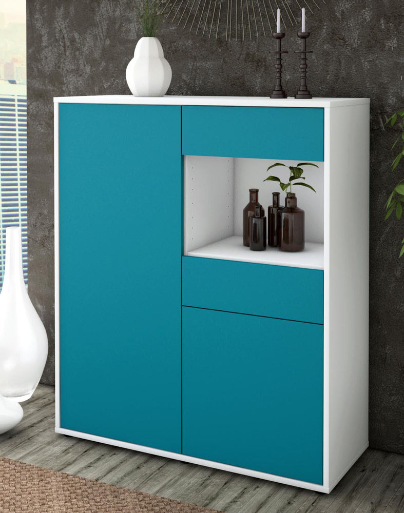 Highboard Leoni, Türkis Seite (92x108x35cm) - Dekati GmbH