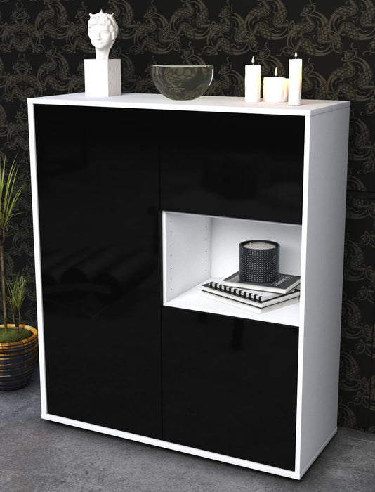 Highboard Liridona, Schwarz Seite (92x108x35cm) - Dekati GmbH