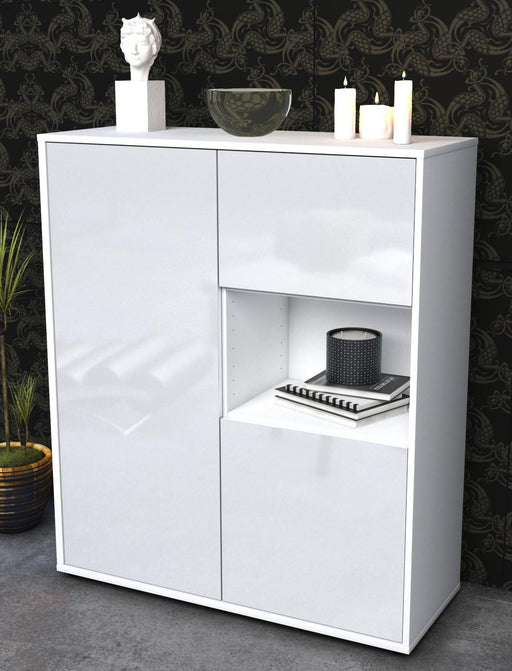 Highboard Liridona, Weiß Seite (92x108x35cm) - Dekati GmbH