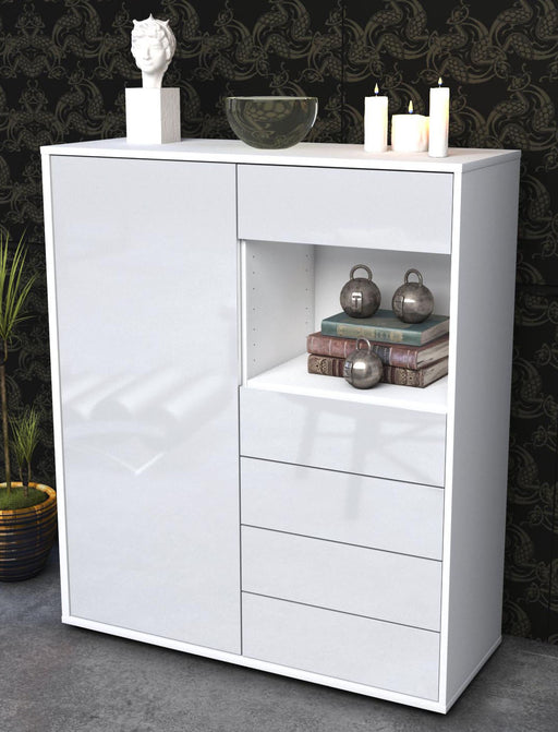 Highboard Loredana, Weiß Seite (92x108x35cm) - Dekati GmbH