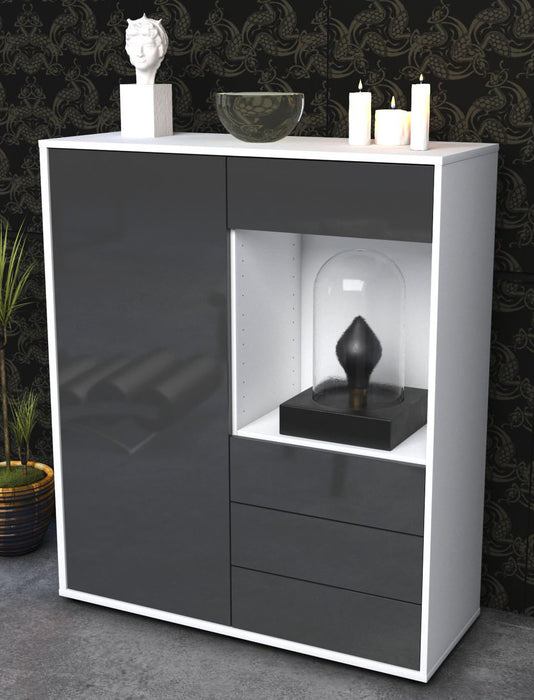 Highboard Lorella, Grau Seite (92x108x35cm) - Dekati GmbH