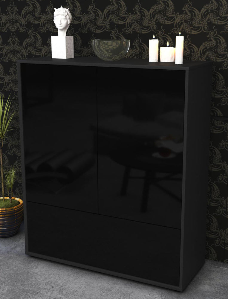 Highboard Grazia, Schwarz Seite (92x108x35cm) - Dekati GmbH