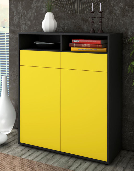 Highboard Ilaria, Gelb Seite (92x108x35cm) - Dekati GmbH