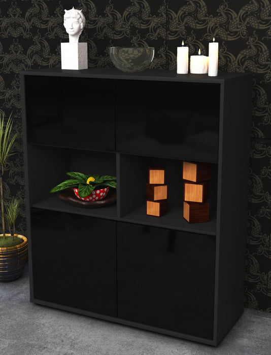 Highboard Ina, Schwarz Seite (92x108x35cm) - Dekati GmbH