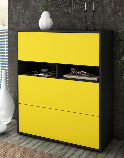 Highboard Janine, Gelb Seite (92x108x35cm) - Dekati GmbH