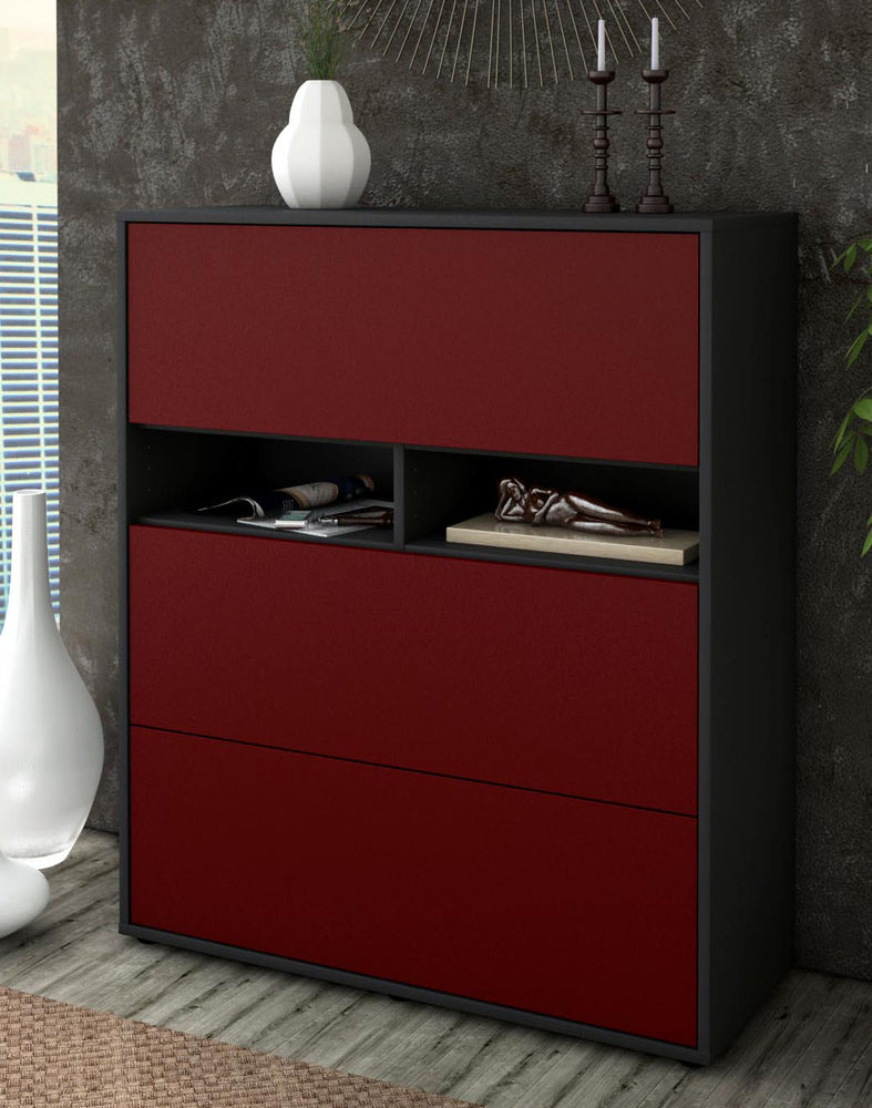 Highboard Janine, Bordeaux Seite (92x108x35cm) - Dekati GmbH