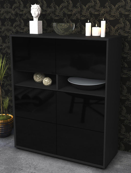 Highboard Jasmin, Schwarz Seite (92x108x35cm) - Dekati GmbH