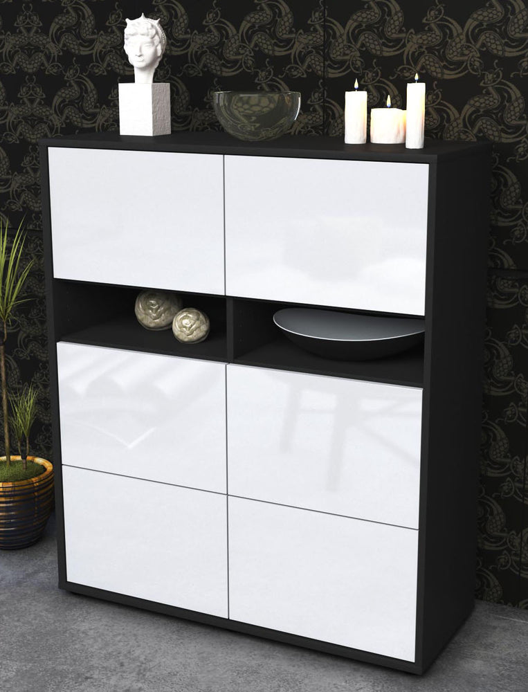 Highboard Jasmin, Weiß Seite (92x108x35cm) - Dekati GmbH