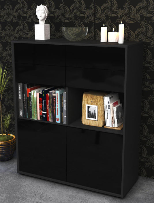 Highboard Joelina, Schwarz Seite (92x108x35cm) - Dekati GmbH