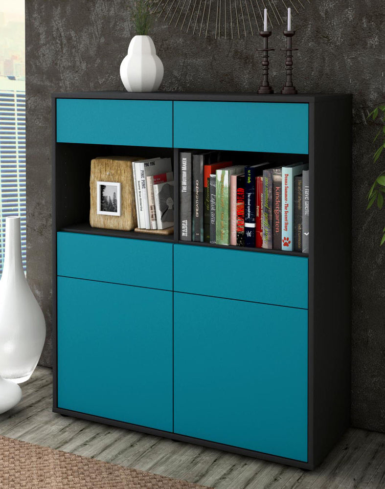 Highboard Jolanda, Türkis Seite (92x108x35cm) - Dekati GmbH