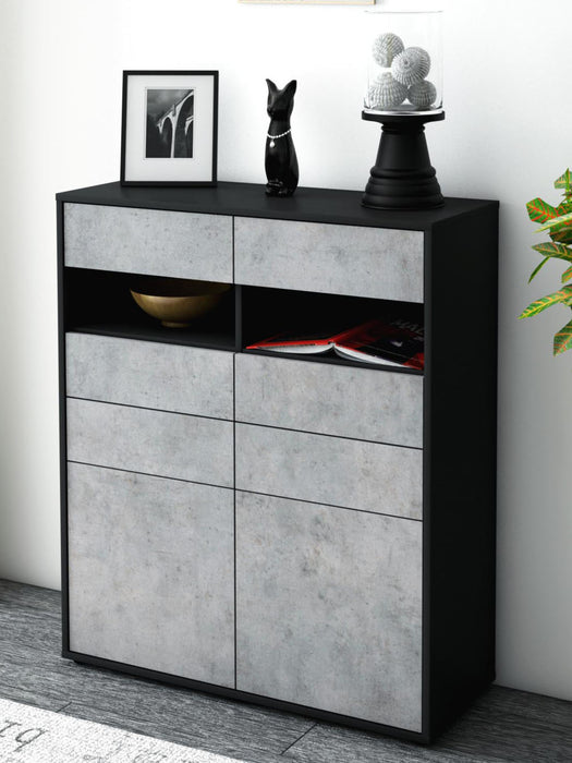 Highboard Jolina, Beton Seite (92x108x35cm) - Dekati GmbH