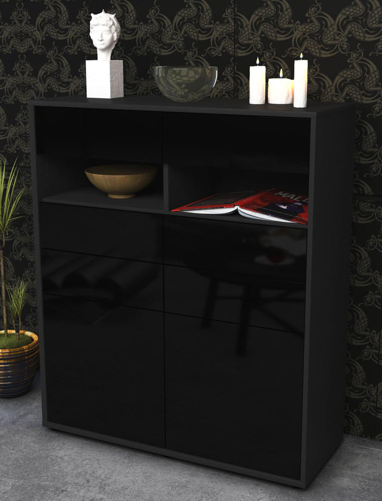 Highboard Jolina, Schwarz Seite (92x108x35cm) - Dekati GmbH