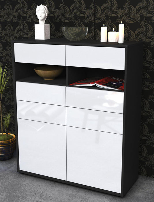 Highboard Jolina, Weiß Seite (92x108x35cm) - Dekati GmbH