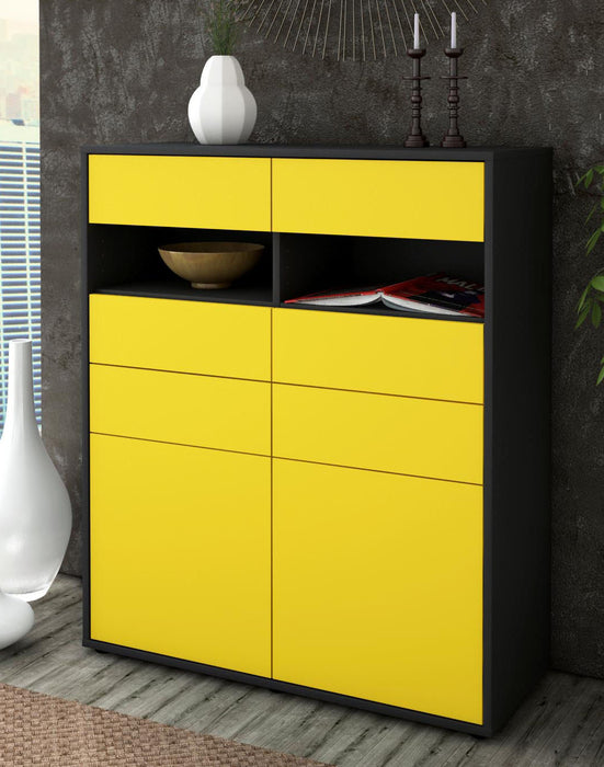 Highboard Jolina, Gelb Seite (92x108x35cm) - Dekati GmbH