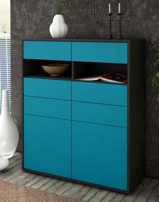 Highboard Jolina, Türkis Seite (92x108x35cm) - Dekati GmbH