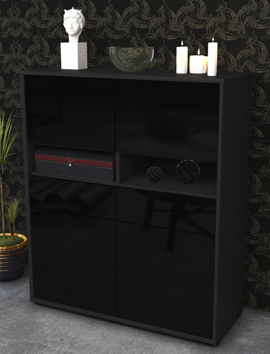 Highboard Josefina, Schwarz Seite (92x108x35cm) - Dekati GmbH